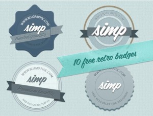 10 Blue Retro Badges Layered PSD