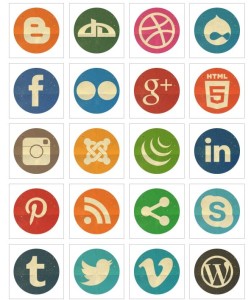 20 Retro Round Social Media Icons