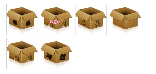 3D Cardboard Boxe Icons