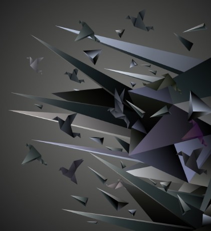 3D Paper Cranes Vector Illustration 02