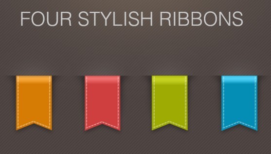 4 Colorful Ribbons with 3D Look and Feel