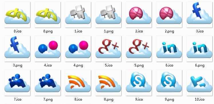 Cloud Style Social Media Icons