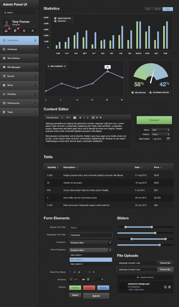 Dark Admin Panel UI