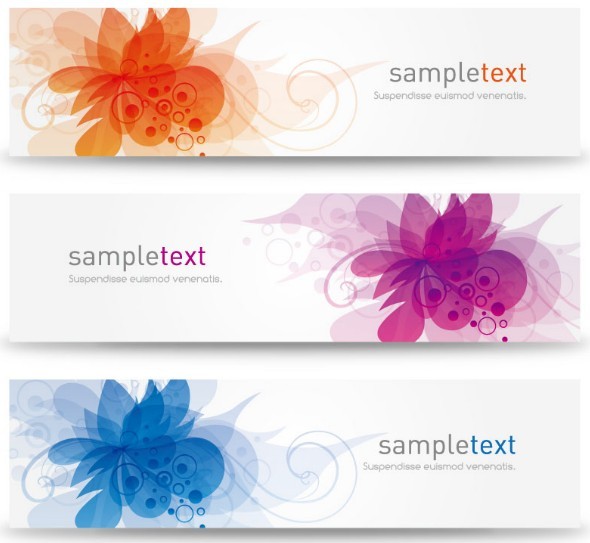 Elegant & Clean Vector Banner with Colored Flowers