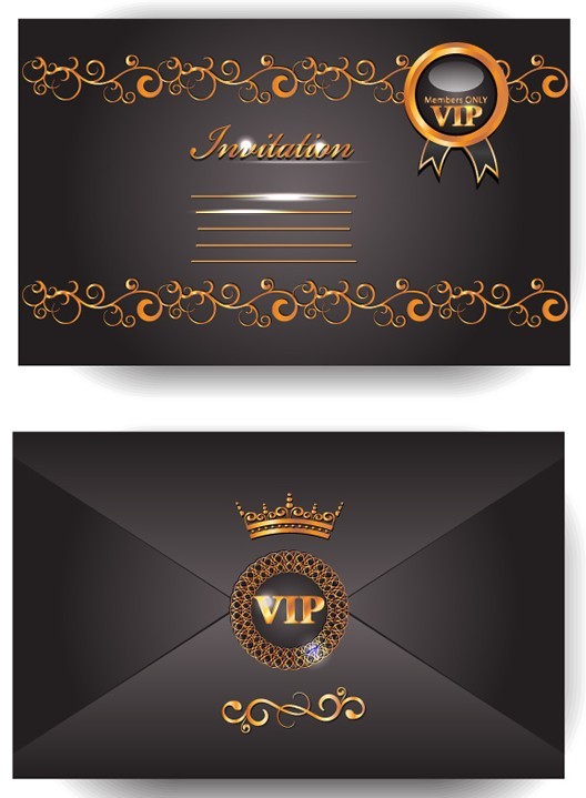 Elegant Golden Border VIP Card Vector 01