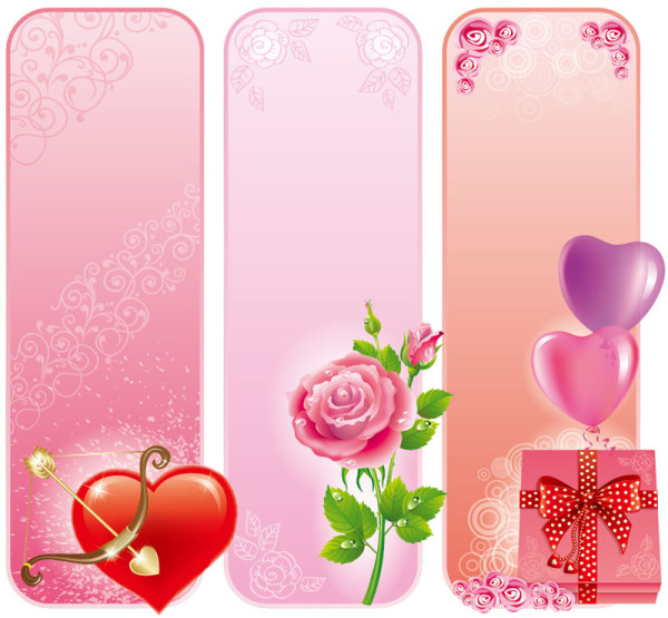 Exquisite Vertical Valentine's Day Banner Vector 02