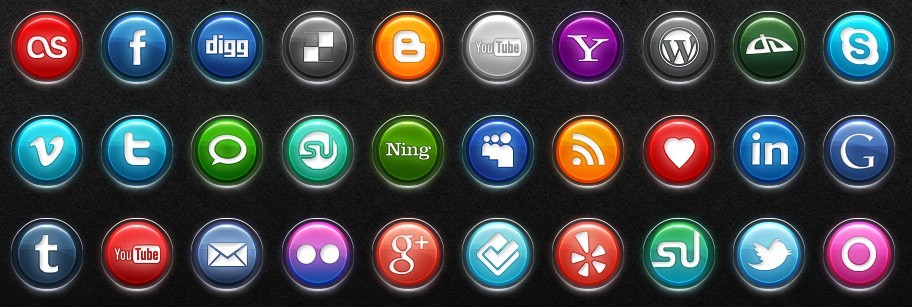 Glossy Socia Media Circle Buttons