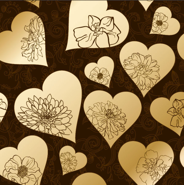 Golden Heart-shaped Pattern Background 3