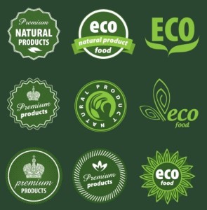 Green Natural Food Badges Vector