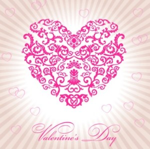 Heart Shaped Vector with Retro Pattern For Valentine's Day