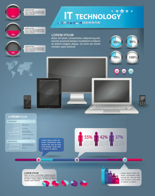 IT Information Technology Infographic Vector