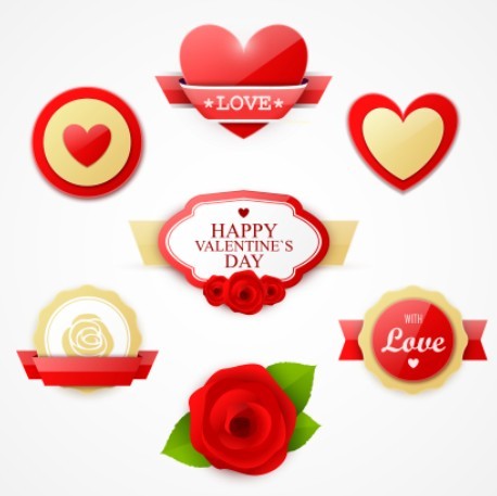 Lovely Valentine's Day Labels Vector