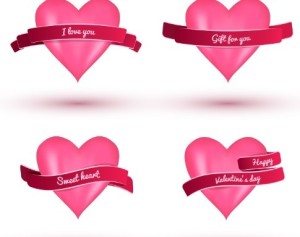 Pink Heart With Red Ribbons