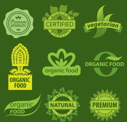 Premium Organic Food Badges Vector