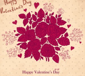 Retro Valentine's Day Florals Vector 02