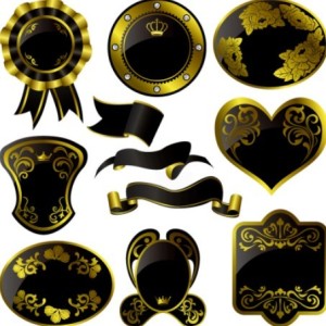 Set of Golden Retro Vector Badges and Labels