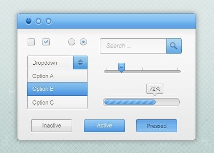 Simple Blue and White Web UI Elements PSD