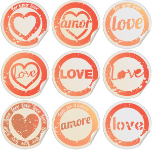 Valentine's Day Round Labels Vector 1