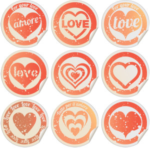 Valentine's Day Round Labels Vector 2