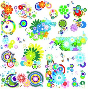 Various Colorful Vector Flowers