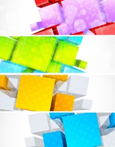 Vector Banners With 3D Color Blocks