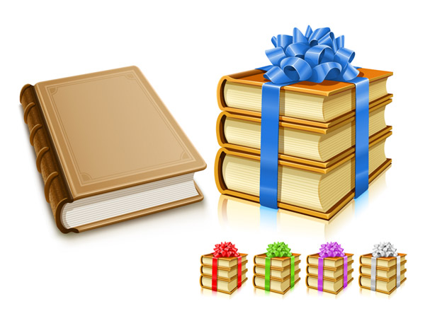 Vector Books with Colored Ribbons