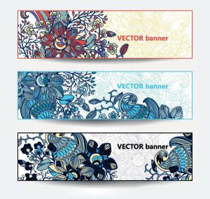 Set of Retro Vector Banners with Floral Patterns 01