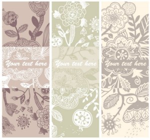 Set of Retro Vector Banners with Floral Patterns 03