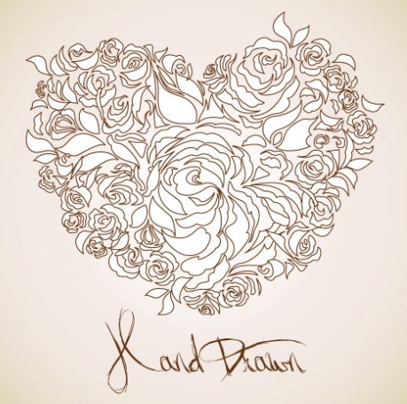 Vintage Floral Heart Vector 05