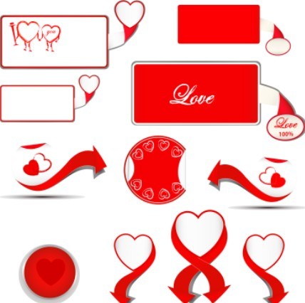 Simple Valentine's Day Labels and Ribbons Vector