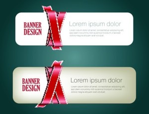 Rounded Banner with Silky Glossy Ribbons Vector 01