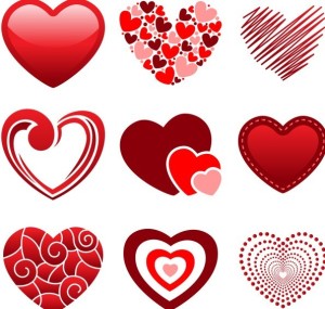 Set Of Valentine's Day Red Hearts