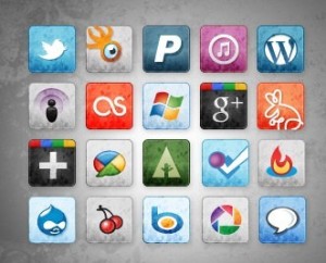 Social Media Icons with Stained and Faded Effect