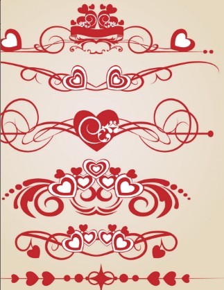 Valentine's Day Vector Border with Red Patterns 01