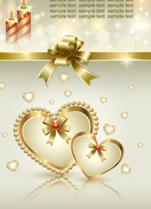 Fantastic Golden Valentine's Day Card with Hearts and Ribbons 03