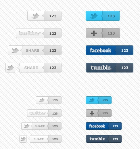 Tag Style Social Media Share Buttons PSD