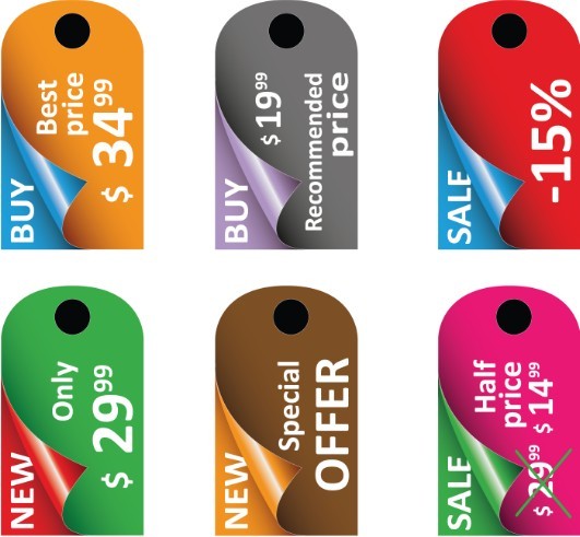 Set Of Silky Price Tags Vector