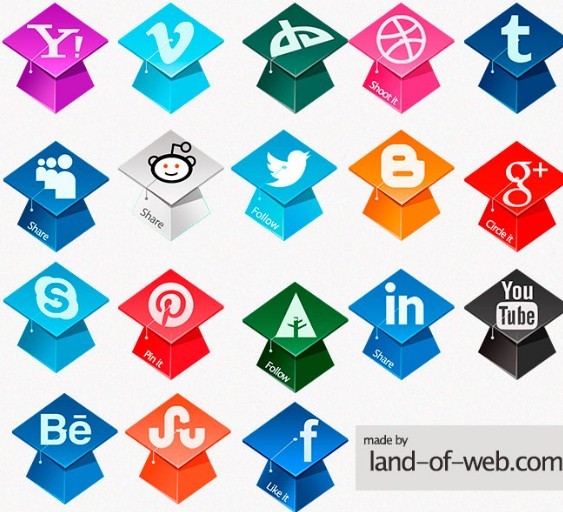 Graduation Hats Social Media Icons