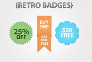 Retro Sales Badge and Ribbon PSD