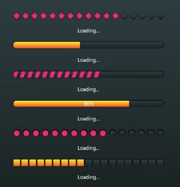 Dark Vector Progress Bar Set