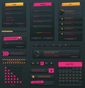 Stylish Dark Web UI Kit Vector