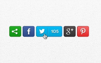 Clean Social Media Share Buttons PSD