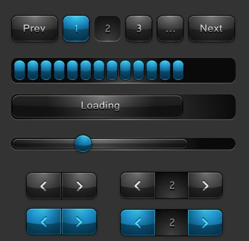 Dark Loading Bar and Page Nav GUI Vector