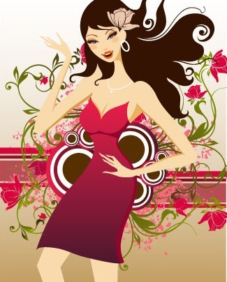 Fashion Pattern Girl Vector Illustration 13