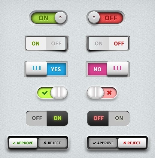 Set Of Switch Buttons PSD