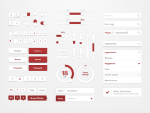 Red and Grey UI Kit PSD - Pizza UI