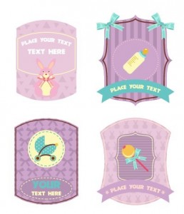 Set of Cute Vector Labels for Children