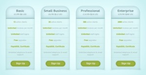 Web Pricing Tables PSD