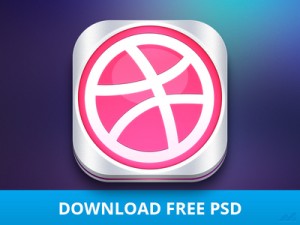 Glossy Dribbble Icon (PSD)