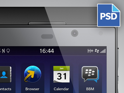 Black BlackBerry Z10 UI Kit PSD